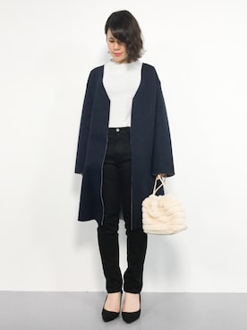 「HusHusH（ハッシュアッシュ）のアイテム（ノーカラージャケット）」を使った、natsumiさん（レディース・160cm）の冬コーディネート
