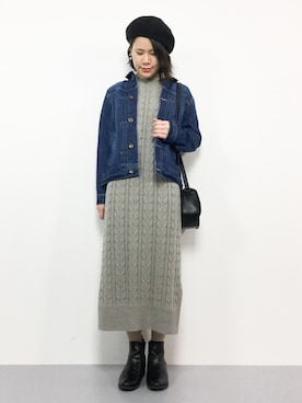 「NANO universe（ナノユニバース）のアイテム（デニムジャケット）」を使った、natsumiさん（レディース・160cm）の冬コーディネート