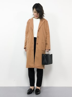 「reca（レカ）のアイテム（チェスターコート）」を使った、natsumiさん（レディース・160cm）の冬コーディネート