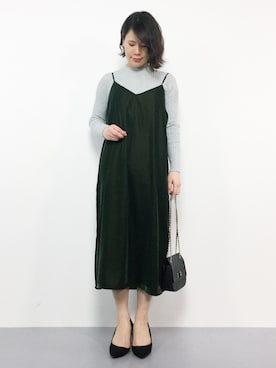 「グレーニット」｜「アイテム（ワンピース/ドレス）」を使った、natsumiさん（レディース・160cm）の冬コーディネート