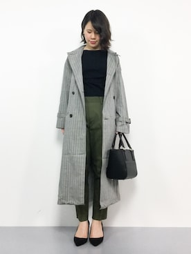 「緑」｜「アイテム（トレンチコート）」を使った、natsumiさん（レディース・160cm）の冬コーディネート