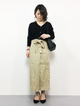 natsumiさんの「【撥水加工】ストレッチラップロングスカート/780633」を使ったコーディネート