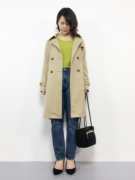 「マスタード」｜「アイテム（トレンチコート）」を使った、natsumiさん（レディース・160cm）の春コーディネート