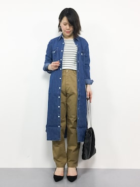 「スカラップ」｜「アイテム（シャツワンピース）」を使った、natsumiさん（レディース・160cm）の春コーディネート