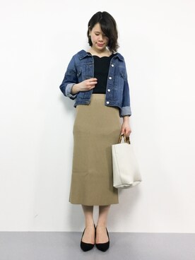 「スカラップ」｜「アイテム（デニムジャケット）」を使った、natsumiさん（レディース・160cm）の春コーディネート