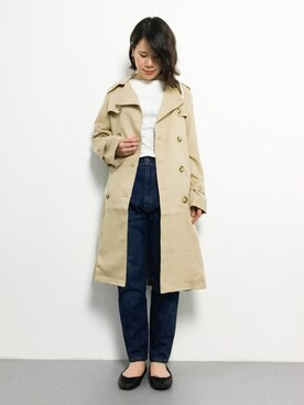 「テーパードデニム」｜「アイテム（トレンチコート）」を使った、natsumiさん（レディース・160cm）の春コーディネート