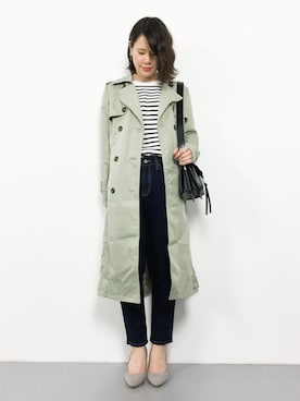 「テーパードデニム」｜「アイテム（トレンチコート）」を使った、natsumiさん（レディース・160cm）の春コーディネート