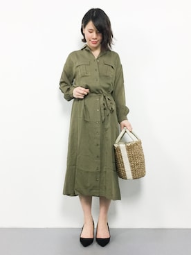 「united arrows」｜「アイテム（シャツワンピース）」を使った、natsumiさん（レディース・160cm）の春コーディネート