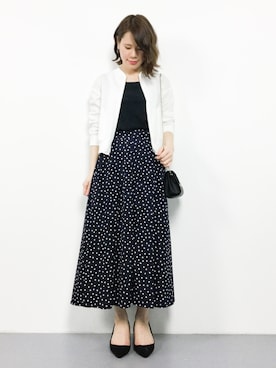 「ドットスカート」｜「アイテム（ブルゾン）」を使った、natsumiさん（レディース・160cm）の春コーディネート