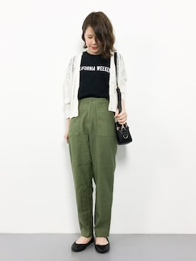 「透かし編みニット」｜natsumiさん（レディース・160cm）の春コーディネート