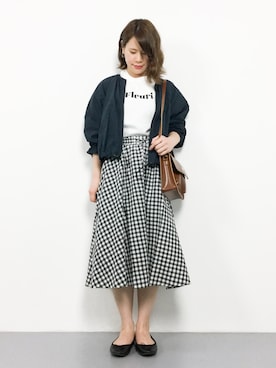 「サッチェルバッグ」｜「アイテム（その他アウター）」を使った、natsumiさん（レディース・160cm）の春コーディネート