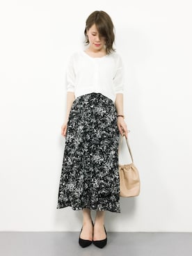 「透かし編みニット」｜natsumiさん（レディース・160cm）の春コーディネート