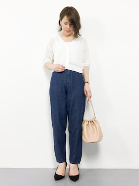 「透かし編みニット」｜natsumiさん（レディース・160cm）の春コーディネート