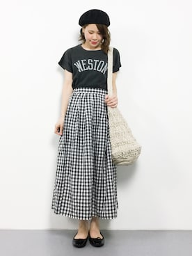 「URBAN RESEARCH（アーバンリサーチ）のアイテム（ハンチング/ベレー帽）」を使った、natsumiさん（レディース・160cm）の夏コーディネート