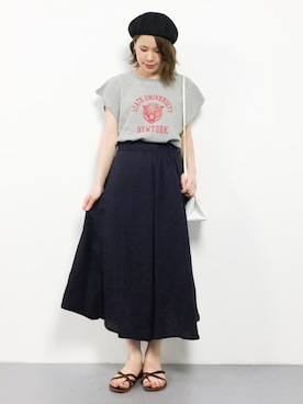「URBAN RESEARCH（アーバンリサーチ）のアイテム（ハンチング/ベレー帽）」を使った、natsumiさん（レディース・160cm）の夏コーディネート
