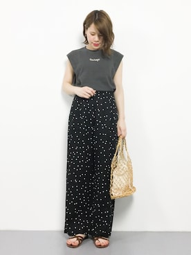 「Casselini（キャセリーニ）のアイテム（かごバッグ）」を使った、natsumiさん（レディース・160cm）の夏コーディネート