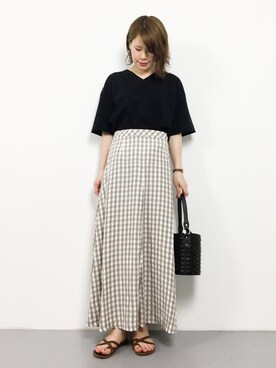 natsumiさんの「ギンガムチェックマーメイドスカート」を使ったコーディネート