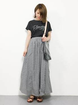 「ISOOK（アイスー）のアイテム（スカート）」を使った、natsumiさん（レディース・160cm）の夏コーディネート