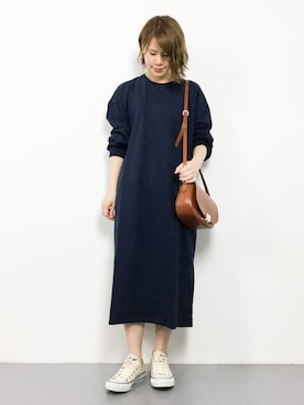 「ラウンドバッグ」｜「アイテム（ワンピース/ドレス）」を使った、natsumiさん（レディース・160cm）の夏コーディネート