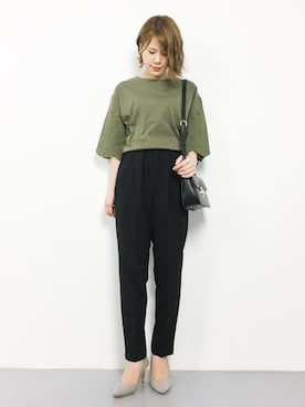 「黒パンツ」｜natsumiさん（レディース・160cm）の夏コーディネート