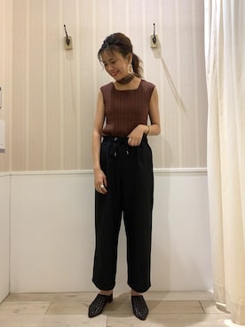 「秋のブラウンスタイル」｜「アイテム（アクセサリー）」を使った、yuuさん（レディース・160cm）の夏コーディネート