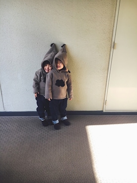 「韓国子供服のアイテム（パーカー、その他）」を使った、Y☻H  さん（キッズ・110cm）の冬コーディネート