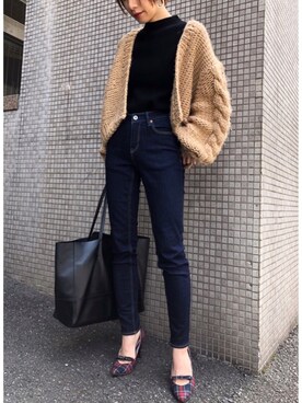「ケーブルカーディガン」｜「アイテム（その他シューズ）」を使った、cl___naoさん（レディース・150cm）の秋コーディネート