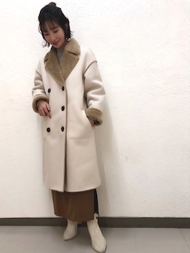 「ボア」｜「アイテム（ピーコート）」を使った、cl___naoさん（レディース・150cm）の秋コーディネート