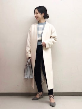 「白コート」｜「アイテム（その他アウター）」を使った、cl___naoさん（レディース・150cm）の秋コーディネート