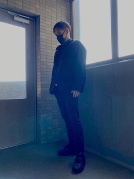 kouki is wearing WYM LIDNM "【WYM LIDNM】OVERSIZED PE TWILL ZIP BLOUSON"