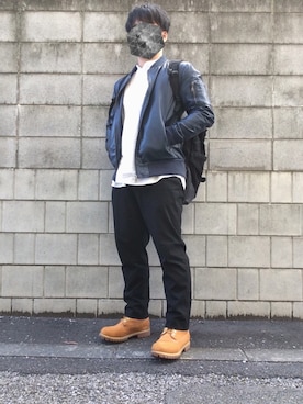 「Right-on（ライトオン）のアイテム（MA-1）」を使った、克己さん（メンズ・172cm）の秋コーディネート