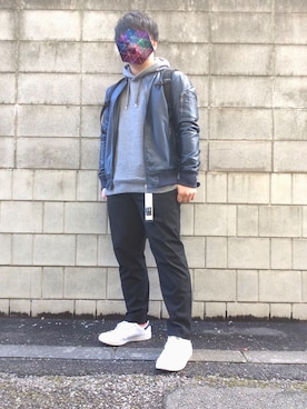 「Right-on（ライトオン）のアイテム（MA-1）」を使った、克己さん（メンズ・172cm）の冬コーディネート