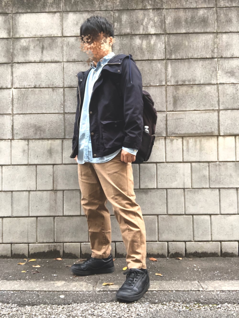 「CIAOPANIC TYPYの【３WAY】マウンテンパーカ（マウンテンパーカー、ブルー系）」を使った、克己さん（メンズ・172cm）の秋コーディネートの1枚目の写真