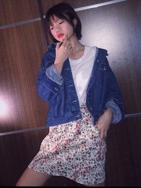 「OZOC（オゾック）のアイテム（デニムジャケット）」を使った、Jing♡さん（レディース・163cm）の夏コーディネート