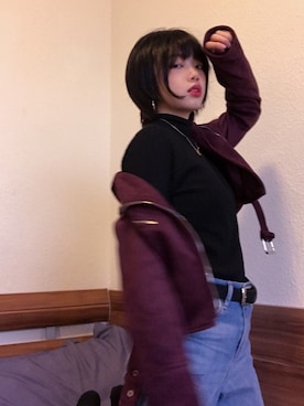 「PULL&BEAR（プルアンドベア）のアイテム（ライダースジャケット）」を使った、Jing♡さん（レディース・163cm）の冬コーディネート