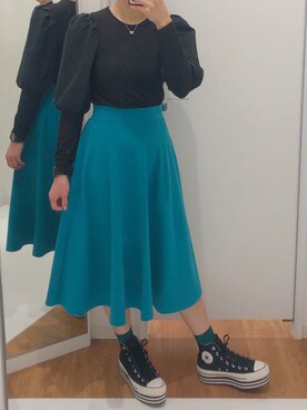 「アイテム（レッグウェア、グリーン系）」を使った、kyonkoooさん（レディース・162cm）の秋コーディネート