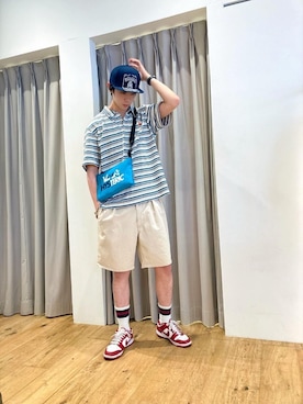 「HYSTERIC GLAMOUR（ヒステリックグラマー）のHYS WHISKY柄 刺繍キャップ（キャップ）」を使った、よしきさん（メンズ・181cm）の春コーディネート