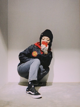 「SANTA CRUZ（サンタクルーズ）のアイテム（ジャケット/アウター）」を使った、高川野一さん（レディース・162cm）の冬コーディネート