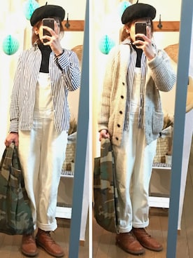 「迷彩」｜「アイテム（サロペット/オーバーオール）」を使った、uzukanさん（レディース・158cm）の秋コーディネート