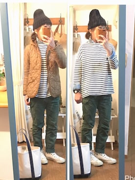 カーゴパンツを使った キルティングジャケット のレディース人気ファッションコーディネート Wear