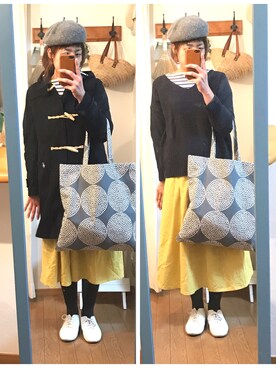 「ベレー帽推奨委員会」｜「アイテム（ダッフルコート）」を使った、uzukanさん（レディース・158cm）の冬コーディネート