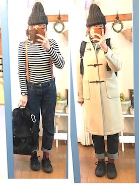 「白ダッフル」｜uzukanさん（レディース・158cm）の冬コーディネート
