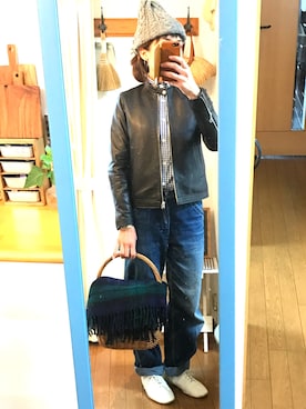 「カコバッグ」｜「アイテム（ジャケット/アウター）」を使った、uzukanさん（レディース・158cm）の春コーディネート