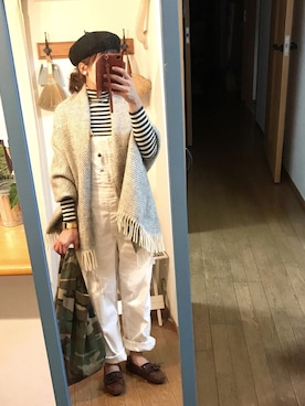 「ベレー帽推奨委員会」｜「アイテム（サロペット/オーバーオール）」を使った、uzukanさん（レディース・158cm）の秋コーディネート