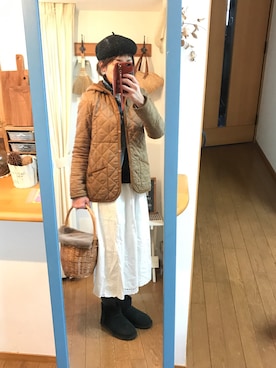 「ベレー帽推奨委員会」｜「アイテム（デニムジャケット）」を使った、uzukanさん（レディース・158cm）の冬コーディネート