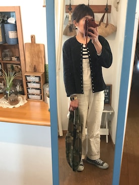 「迷彩」｜「アイテム（サロペット/オーバーオール）」を使った、uzukanさん（レディース・158cm）の春コーディネート