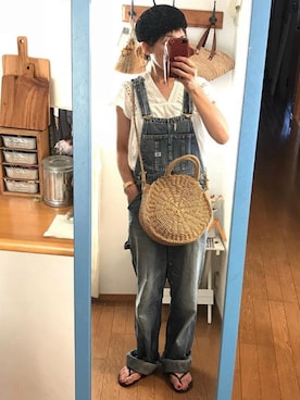 「ベレー帽推奨委員会」｜「アイテム（サロペット/オーバーオール）」を使った、uzukanさん（レディース・158cm）の秋コーディネート