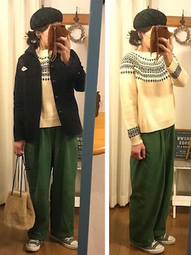 「DANTON（ダントン）のアイテム（ピーコート）」を使った、uzukanさん（レディース・158cm）の夏コーディネート