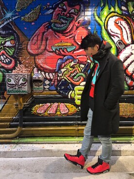 「ハデ色」｜「アイテム（ジャケット/アウター）」を使った、Kazunori  Kさん（メンズ・170cm）の冬コーディネート