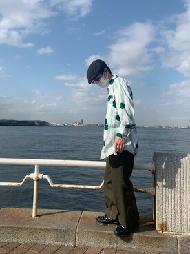 「TAKEO KIKUCHI（タケオキクチ）のアイテム（帽子）」を使った、Insta-sylivintさん（メンズ・170cm）の春コーディネート
